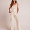 Bella Dahl Side Slit Wide Leg Pant - Playa Sand Stripe Pants