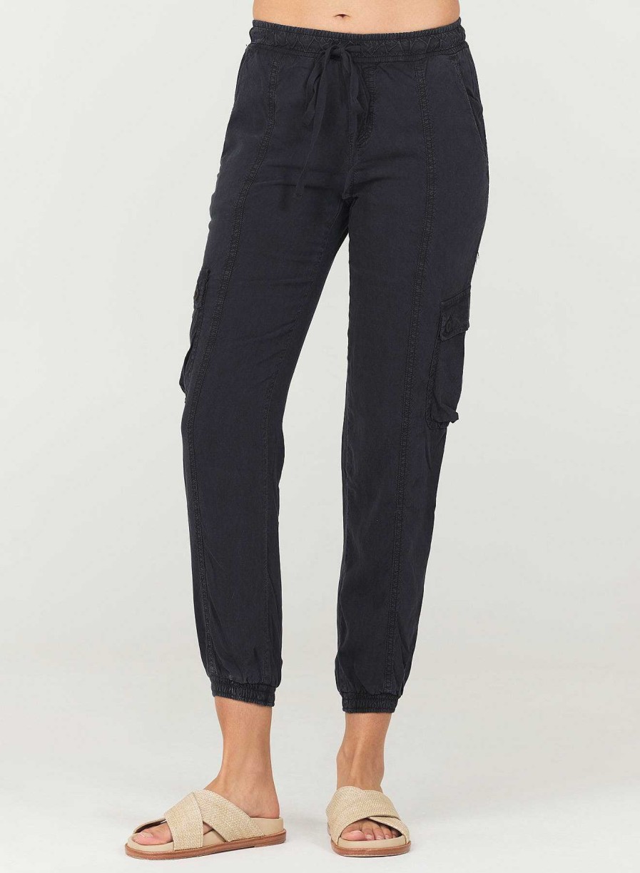 Bella Dahl Cargo Track Pants - Black Joggers