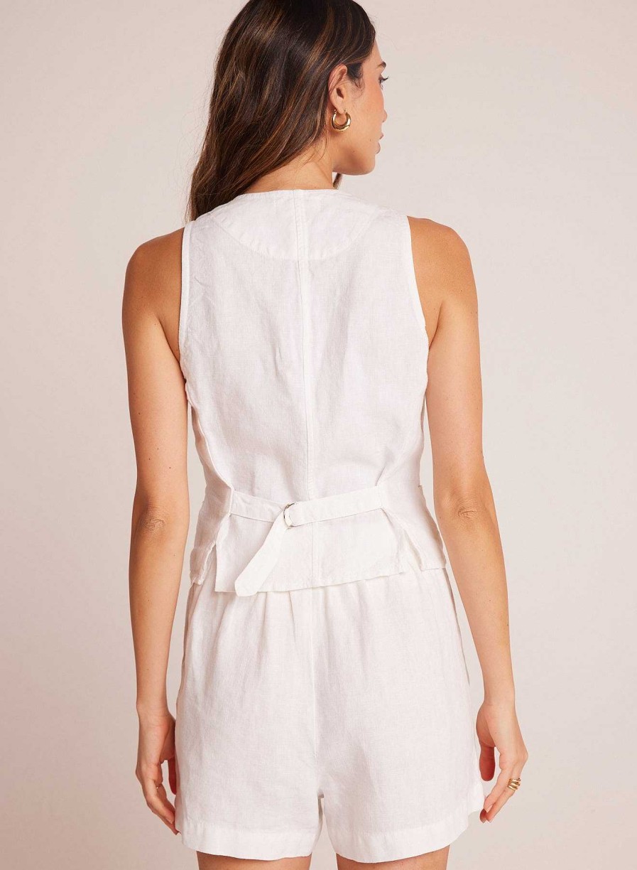 Bella Dahl Cinch Back Vest - White Sleeveless