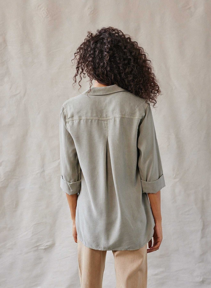 Bella Dahl Shirt Tail Button Down - Soft Army Long Sleeve