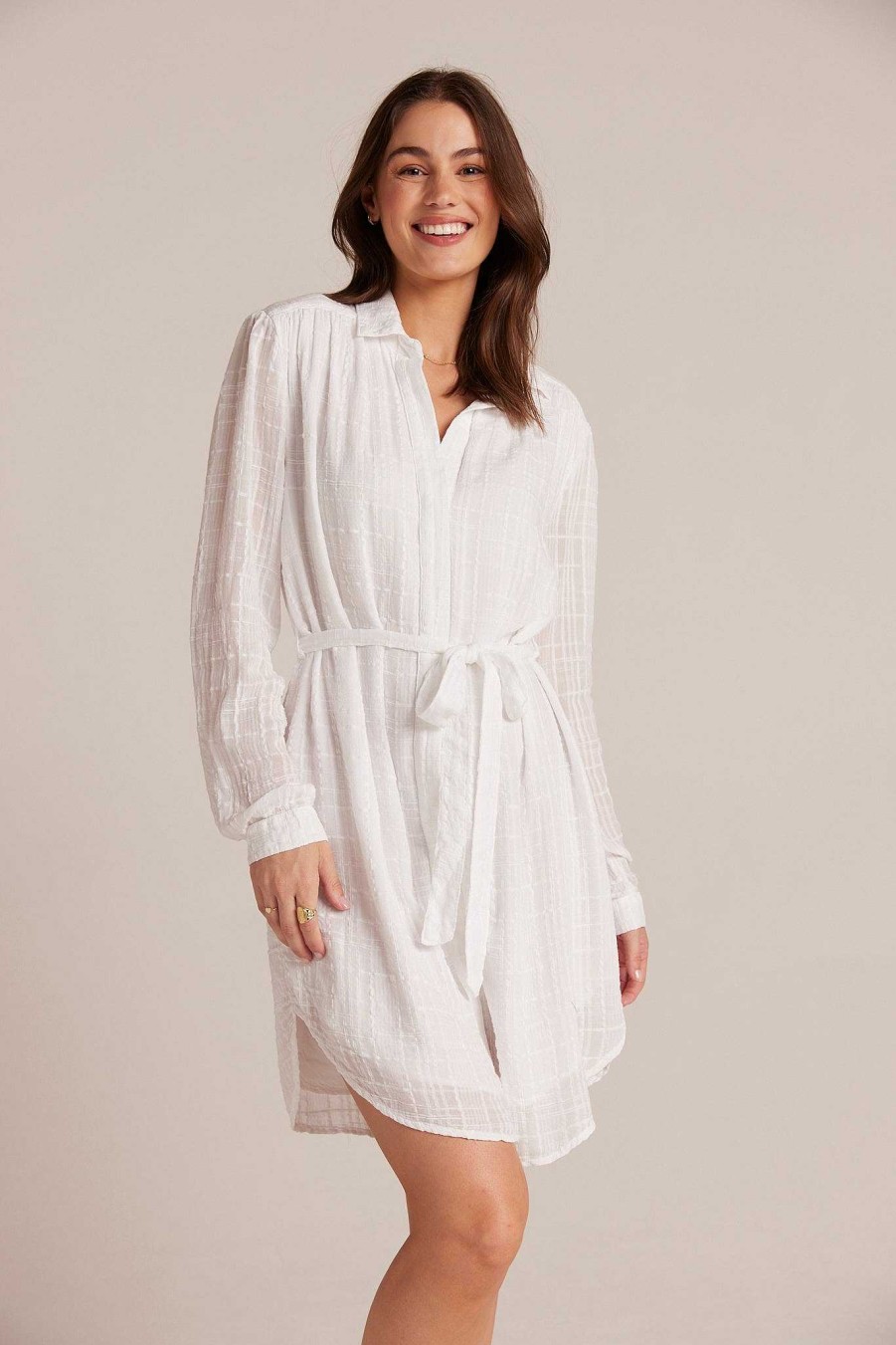 Bella Dahl Belted Hidden Placket Dress - White Mini Dresses