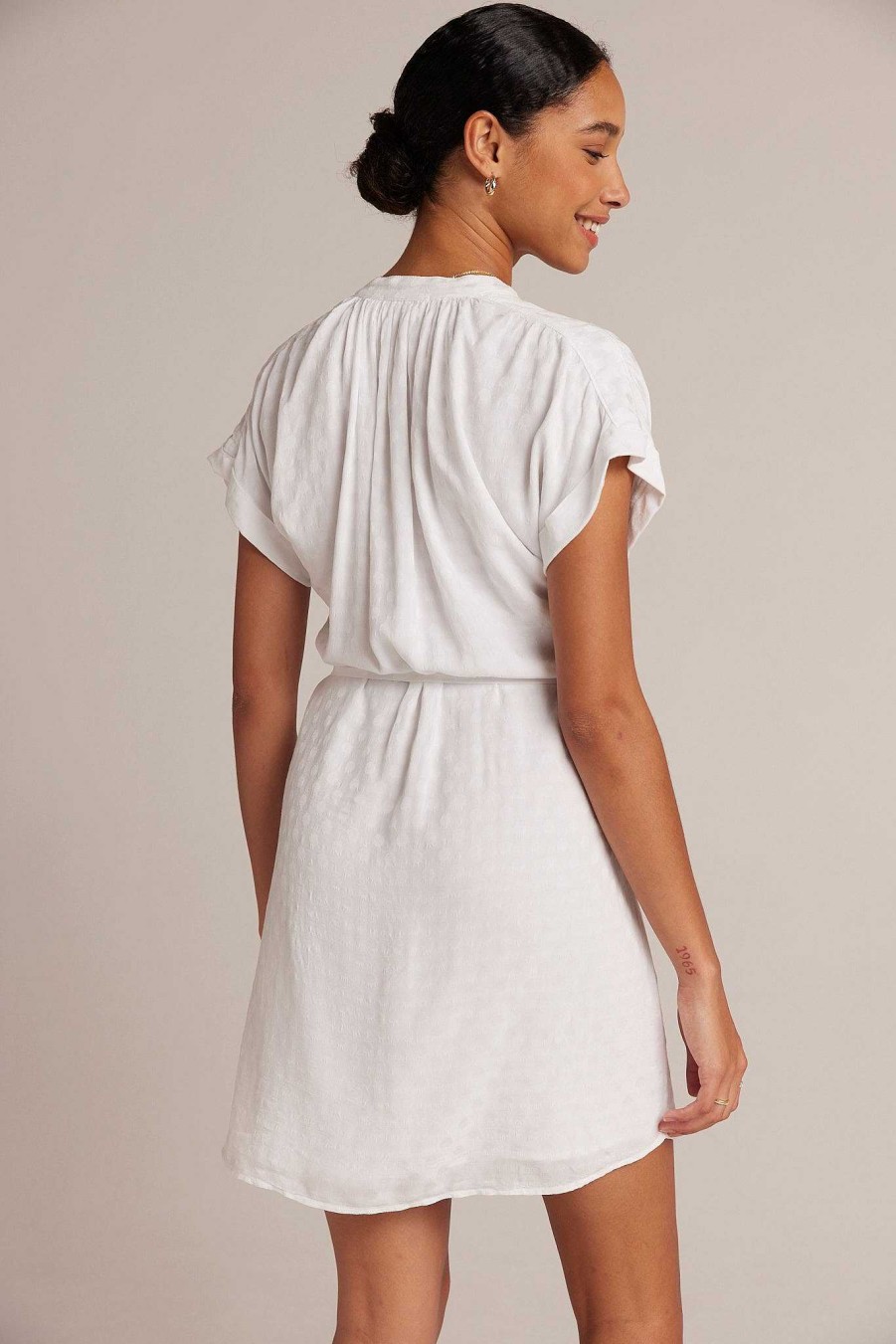 Bella Dahl Belted Shirred Dress - White Mini Dresses