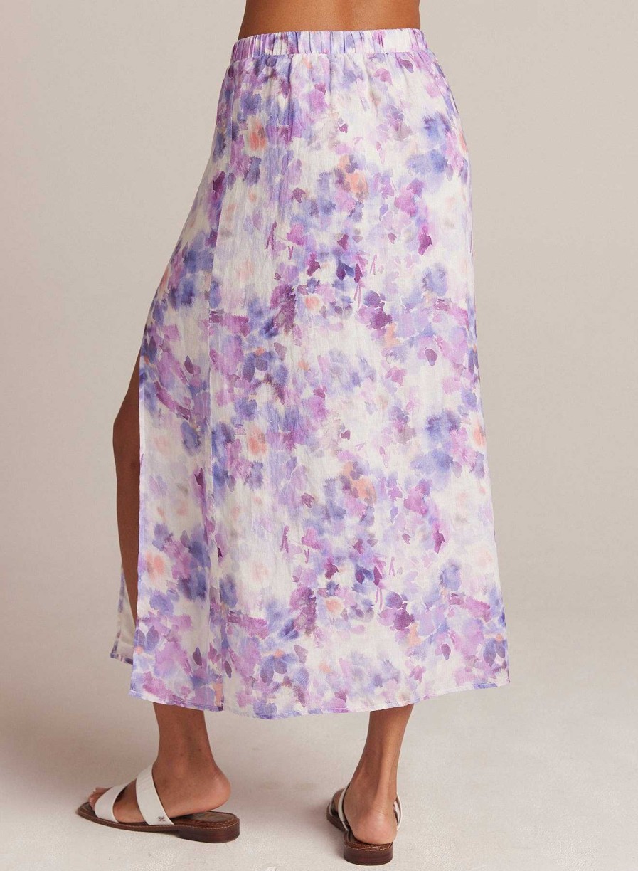 Bella Dahl Linen Side Slit Maxi Skirt - Iris Floral Print Skirts