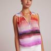 Bella Dahl Sleeveless Shirred Pullover - Canyon Stripe Print Sleeveless