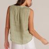 Bella Dahl Sleeveless Shirred Shoulder Blouse - Pale Palm Sleeveless