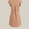 Bella Dahl Belted Linen Shirt Dress- Desert Brown Mini Dresses