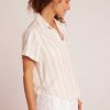 Bella Dahl Cuffed Short Sleeve Shirt - Playa Sand Stripe Short Sleeve