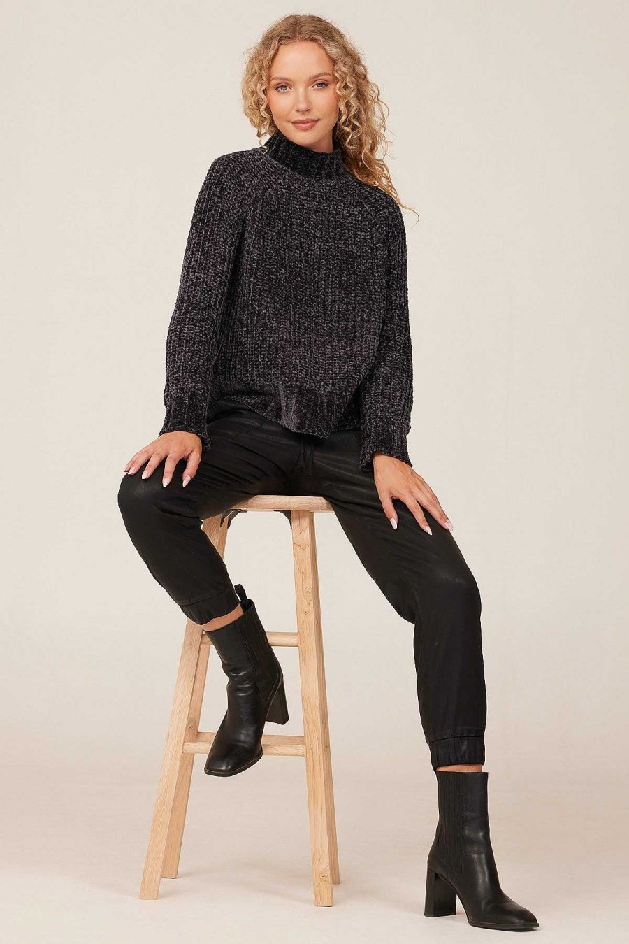 Bella Dahl Chenille Turtle Neck Sweater - Shadow Night Sweaters & Jackets