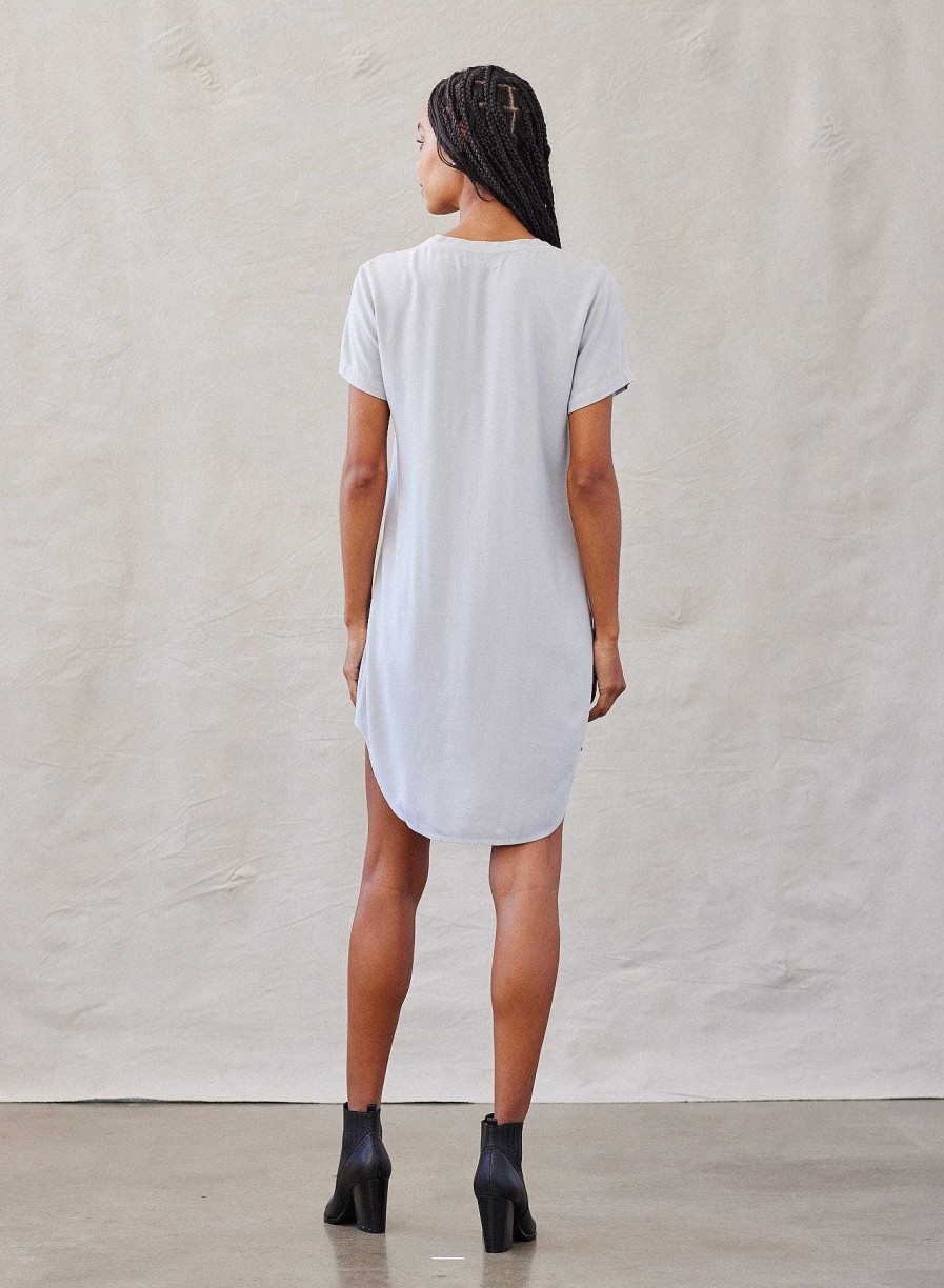 Bella Dahl V-Neck Tee Dress - Foggy Sky Mini Dresses