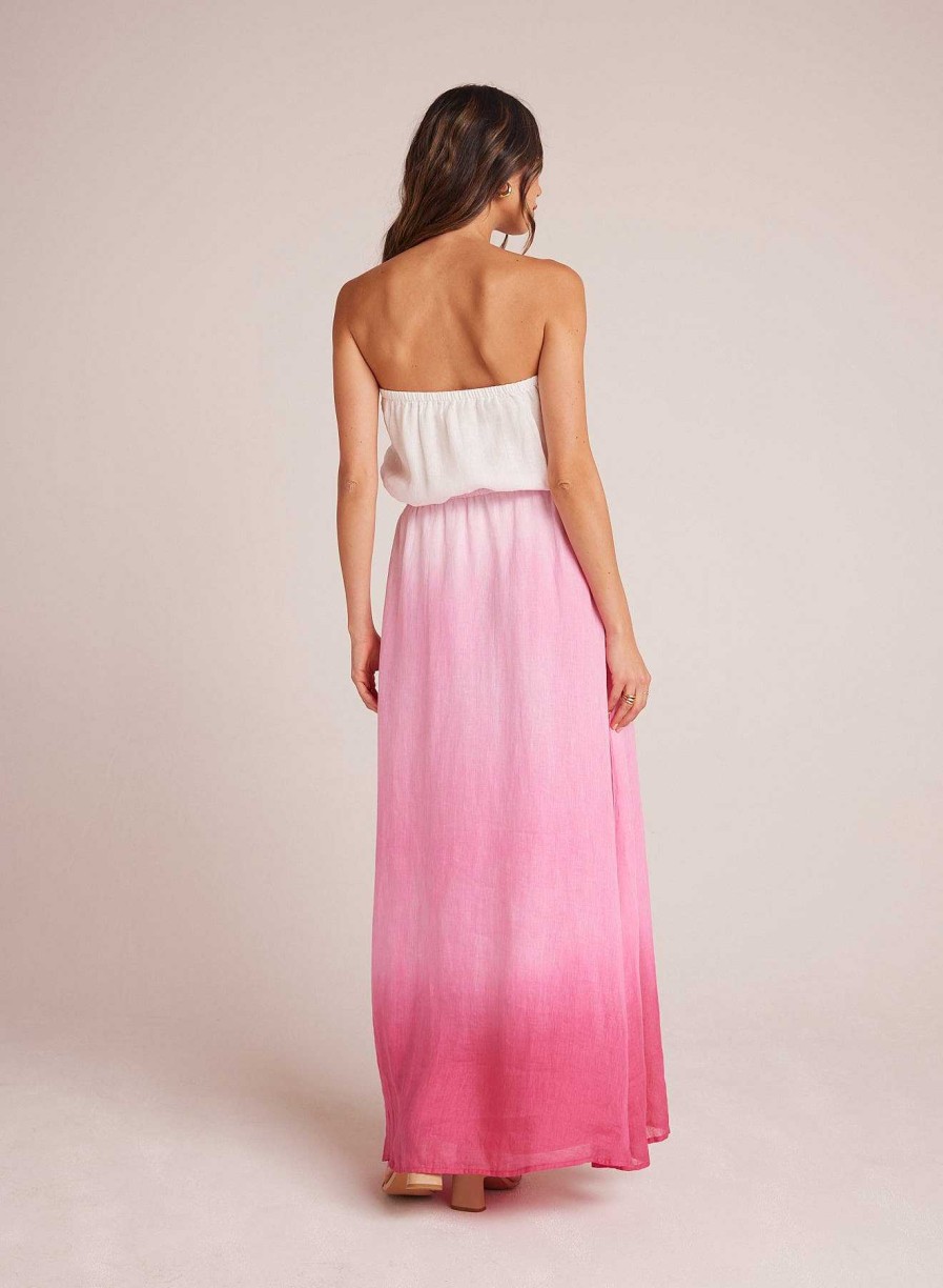 Bella Dahl Strapless Linen Maxi Dress - Pink Ombre Dye Maxi Dresses