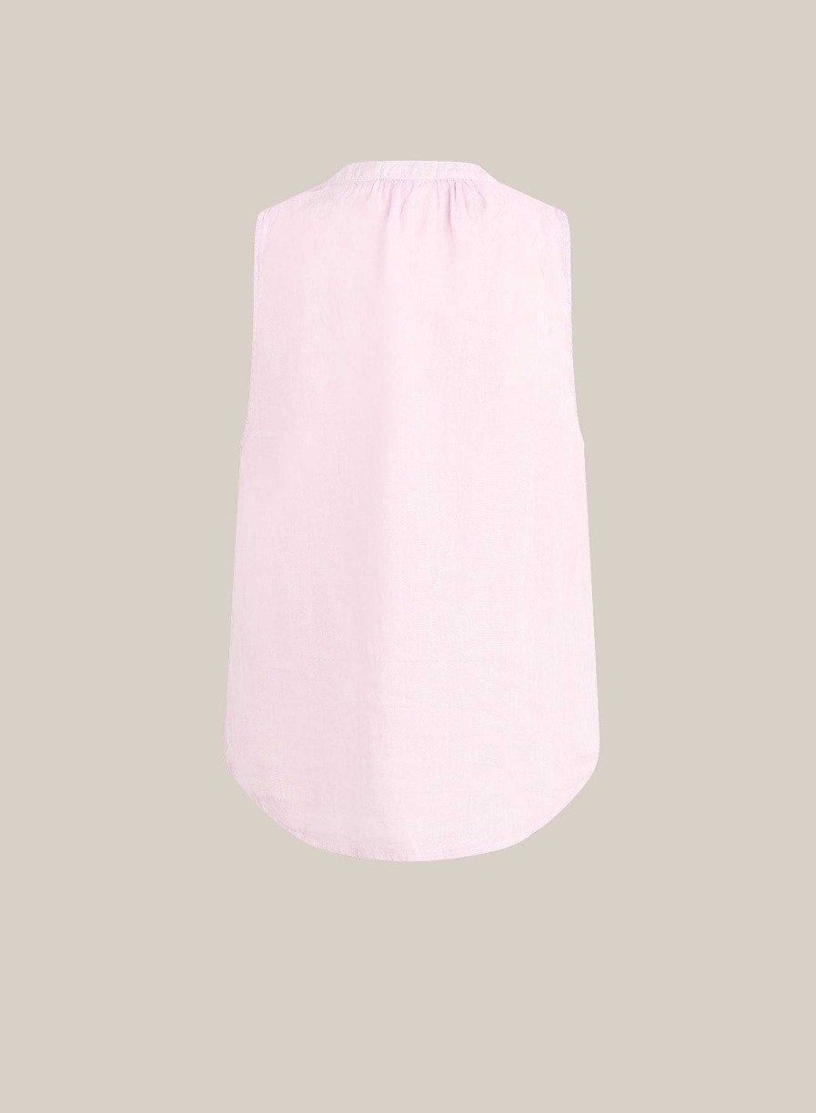 Bella Dahl Sleeveless Shirred Shoulder Blouse - Light Orchid Sleeveless