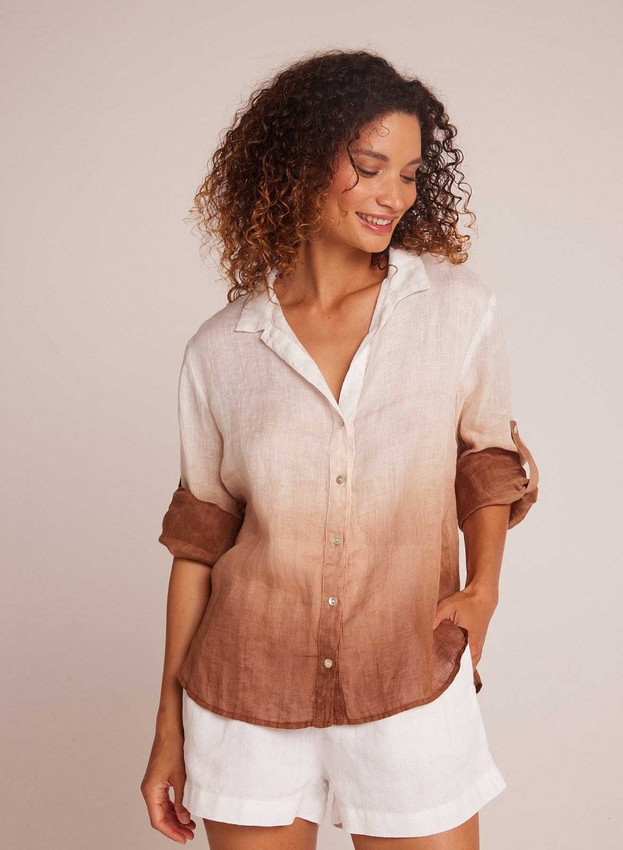 Bella Dahl Capri Button Down - Coconut Ombre Dye Long Sleeve