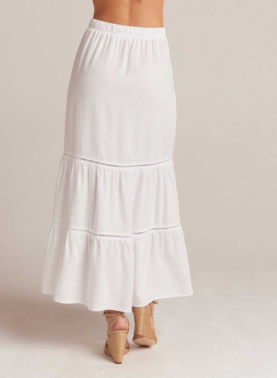 Bella Dahl Ladder Trim Tiered Maxi Skirt - White Skirts