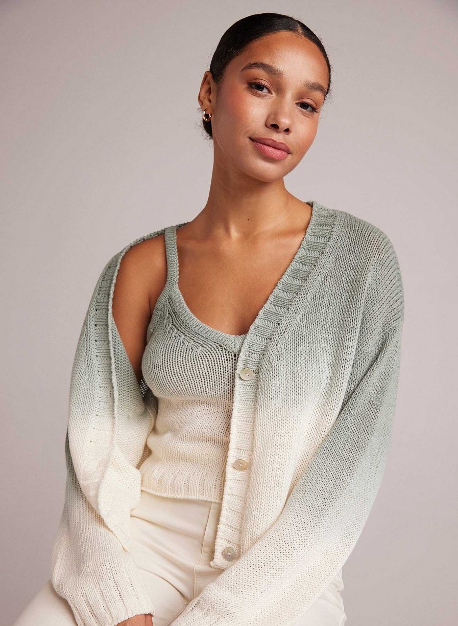 Bella Dahl Cropped Cardigan - Sage Ombre Dye Sweaters & Jackets