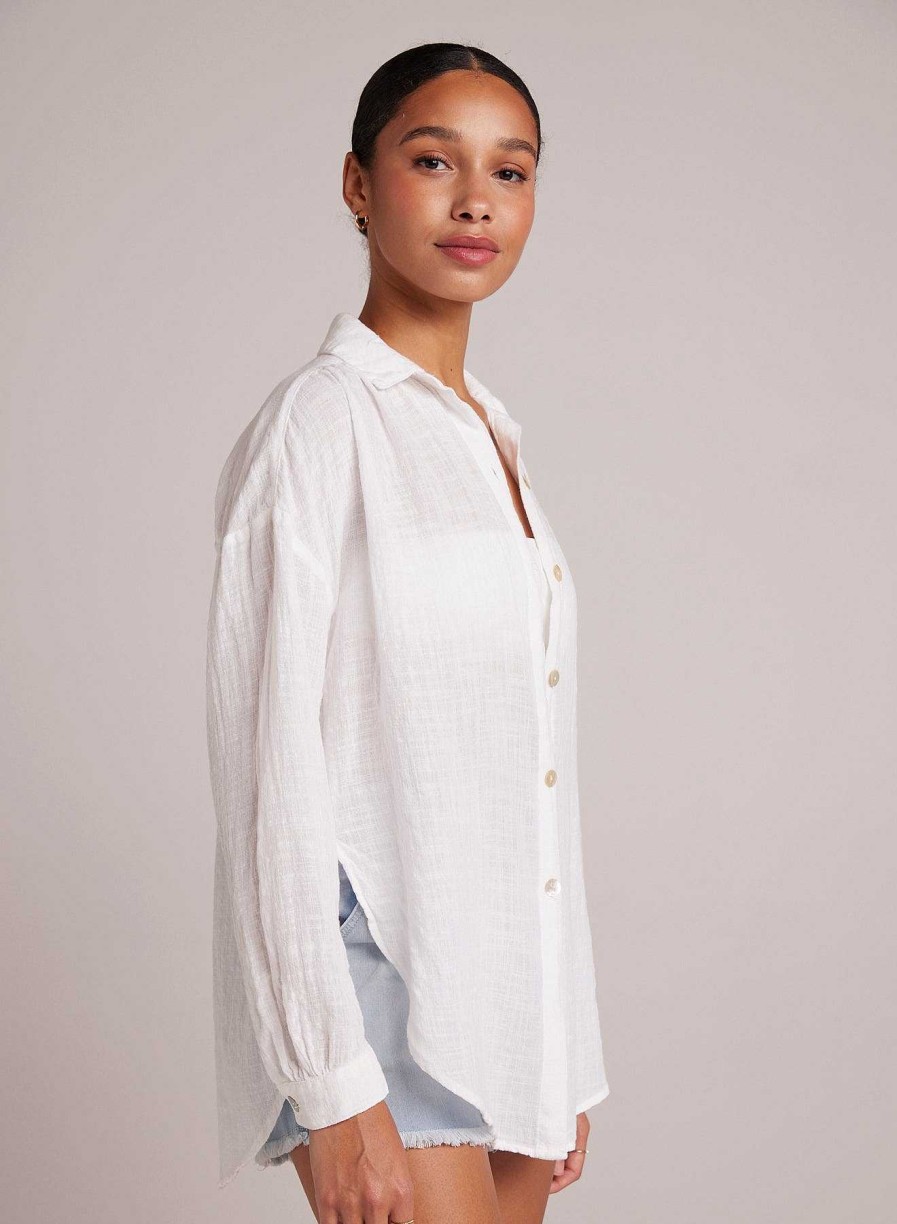 Bella Dahl Flowy Shirt - White Long Sleeve