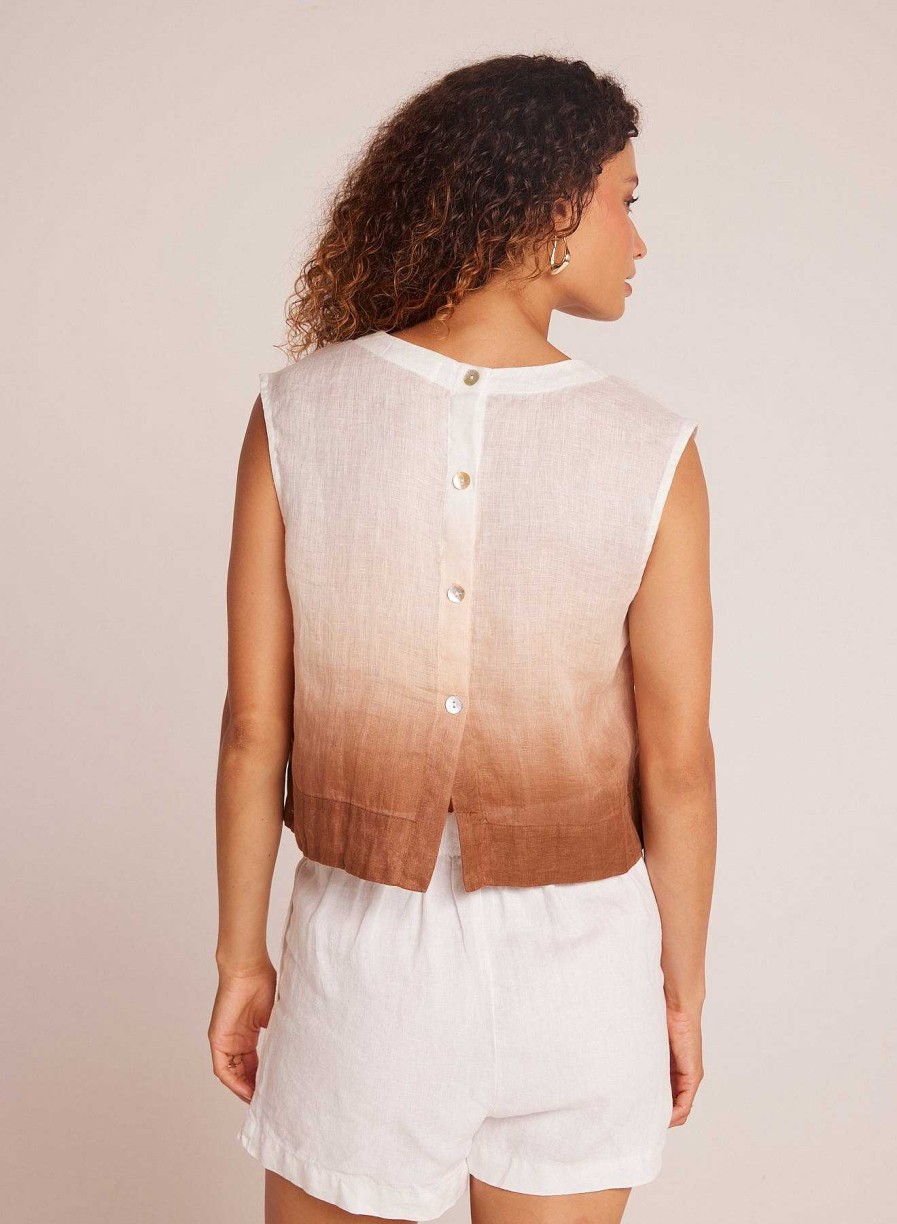 Bella Dahl Boxy Button Back Top - Coconut Ombre Dye Sleeveless