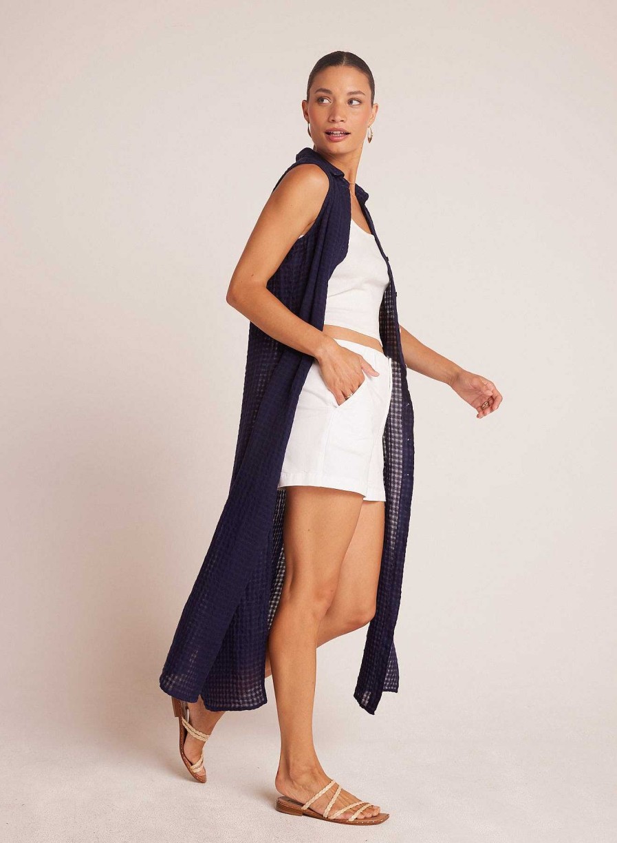 Bella Dahl Side Slit Duster Dress - Tropic Navy Maxi Dresses