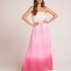 Bella Dahl Strapless Linen Maxi Dress - Pink Ombre Dye Maxi Dresses