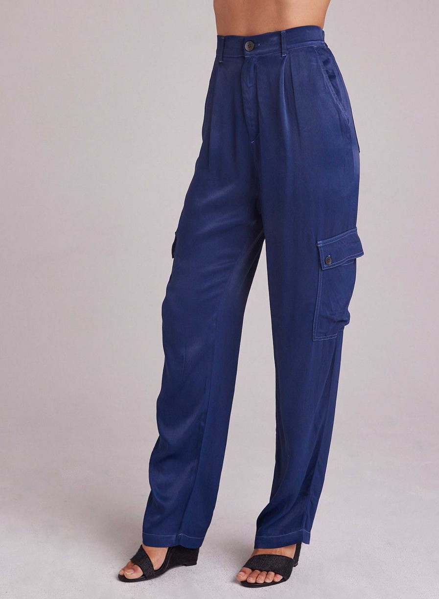 Bella Dahl Satin Cargo Trousers - Dark Azure Pants