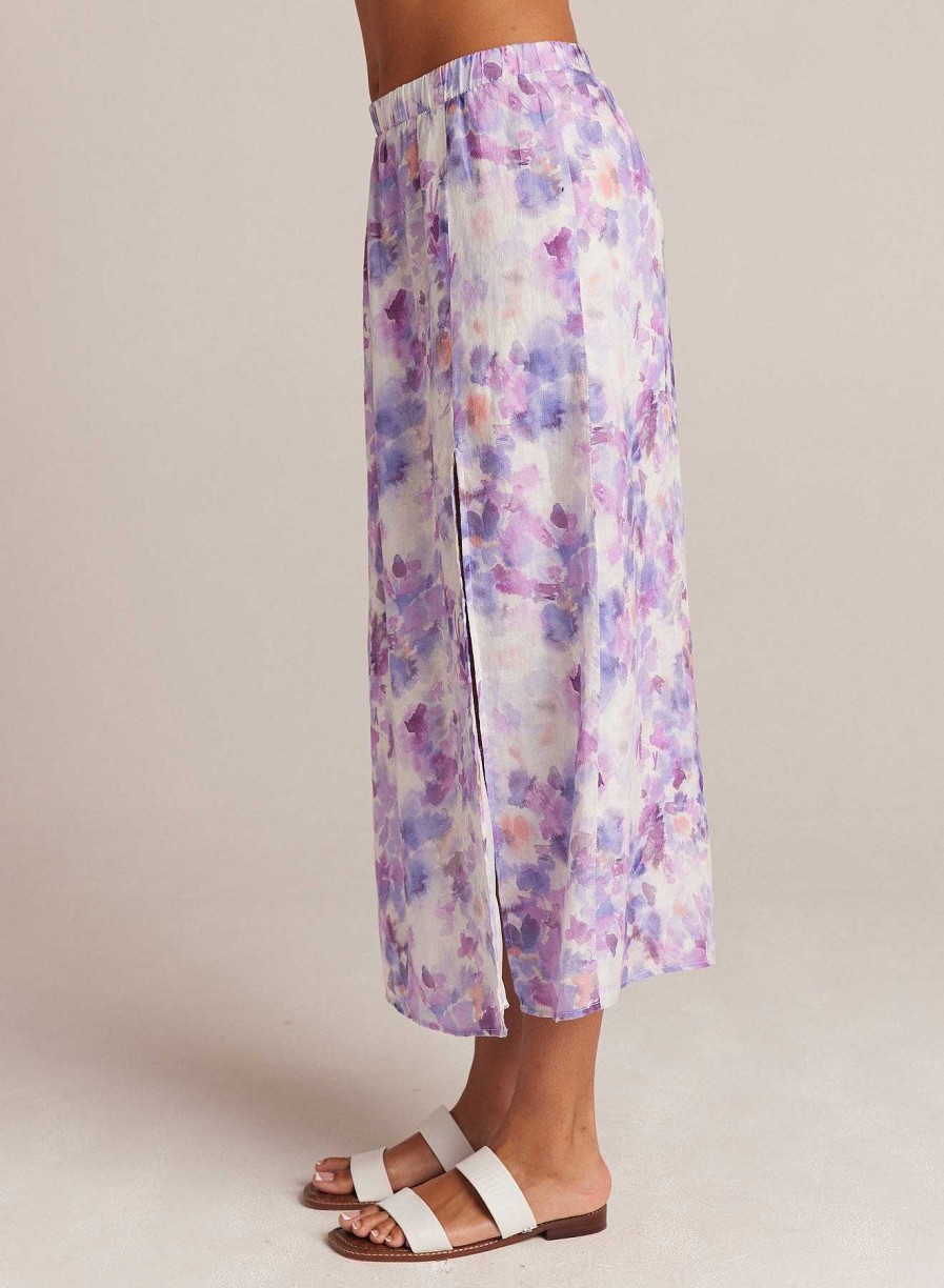 Bella Dahl Linen Side Slit Maxi Skirt - Iris Floral Print Skirts