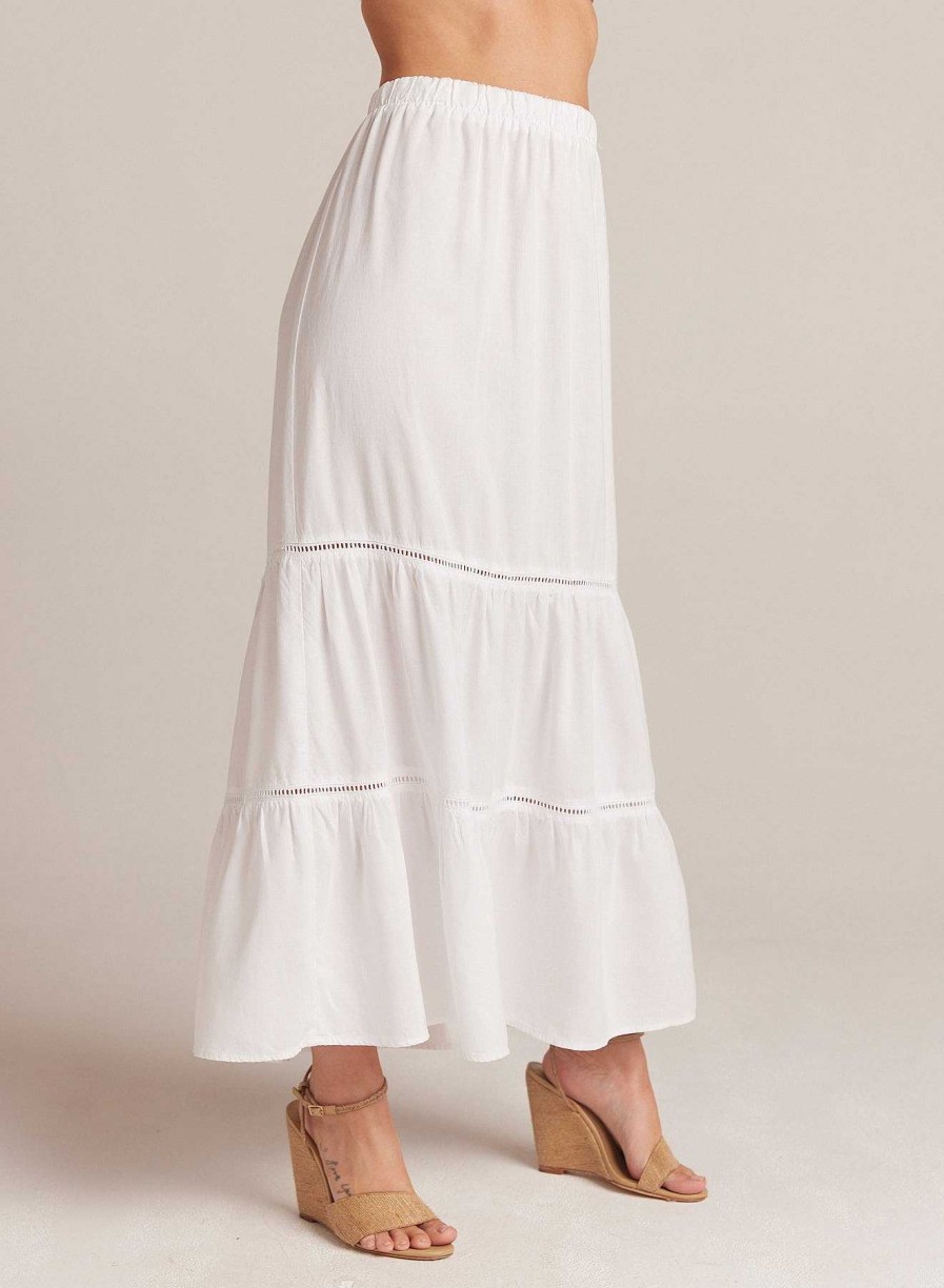 Bella Dahl Ladder Trim Tiered Maxi Skirt - White Skirts