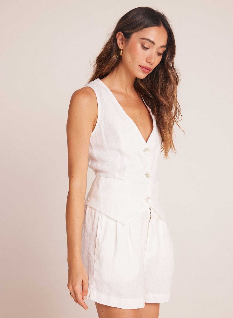 Bella Dahl Cinch Back Vest - White Sleeveless