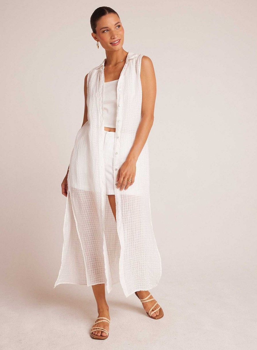 Bella Dahl Side Slit Duster Dress - White Maxi Dresses