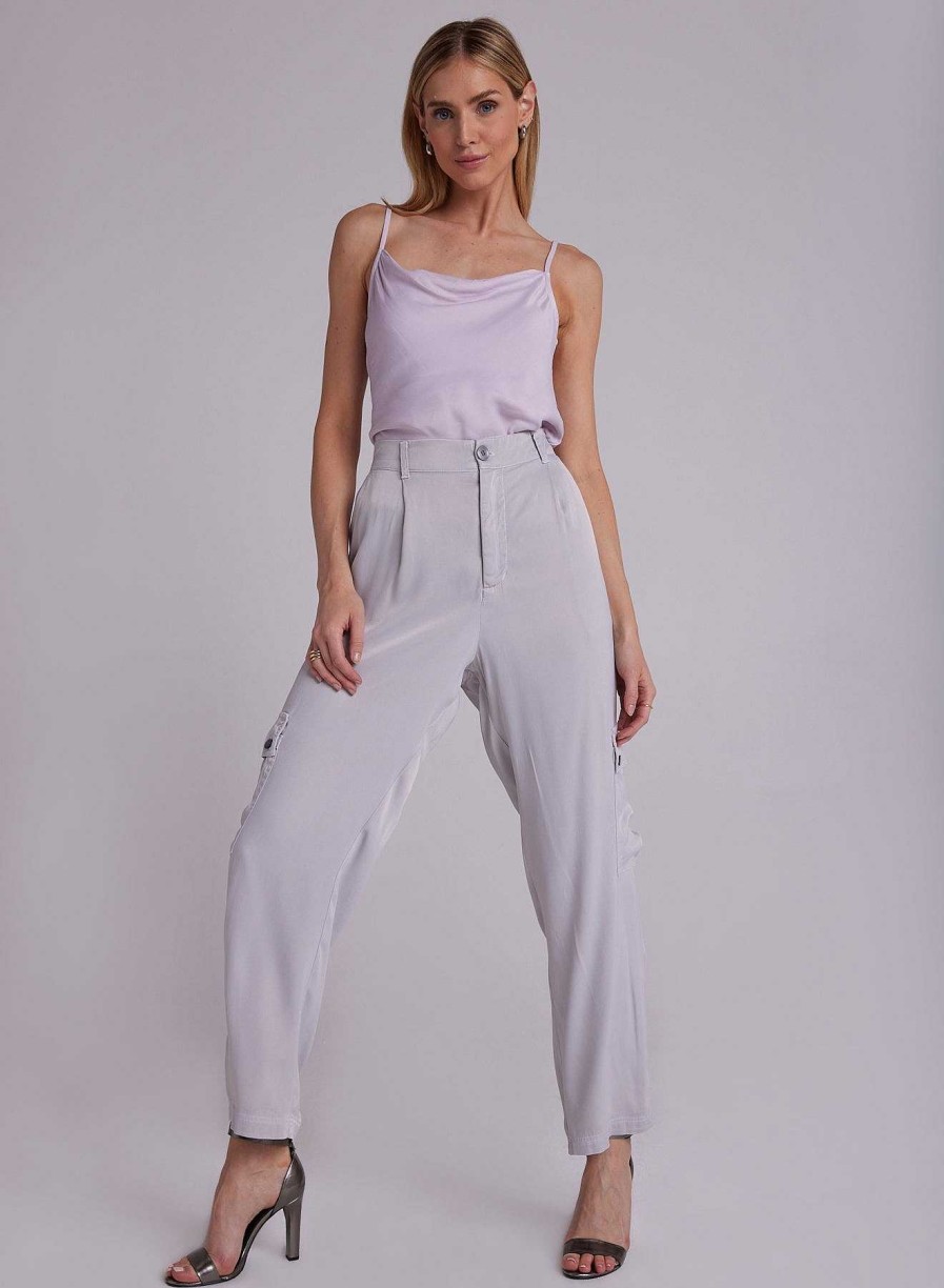 Bella Dahl Satin Cargo Trousers - Silver Streak Pants