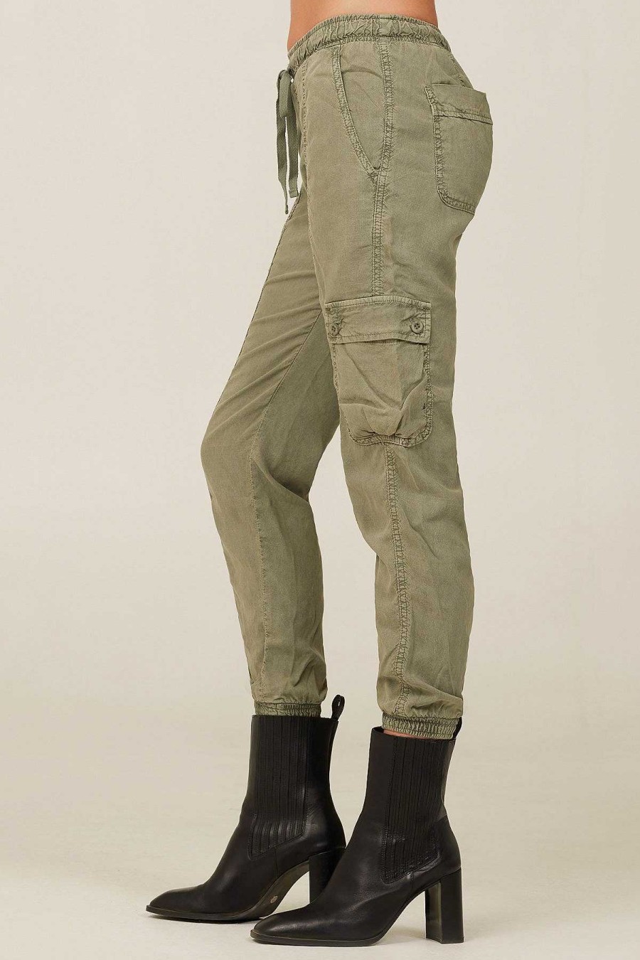 Bella Dahl Cargo Track Pants - Soft Army Pants