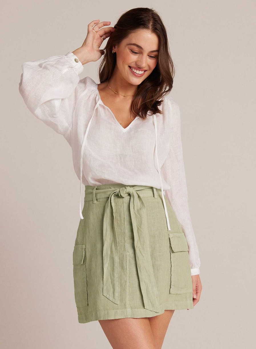 Bella Dahl Linen Cargo Mini Skirt - Pale Palm Skirts