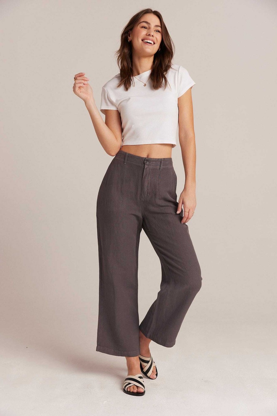 Bella Dahl Blakely Utility Wide Leg Crop - Charcoal Shadow Pants