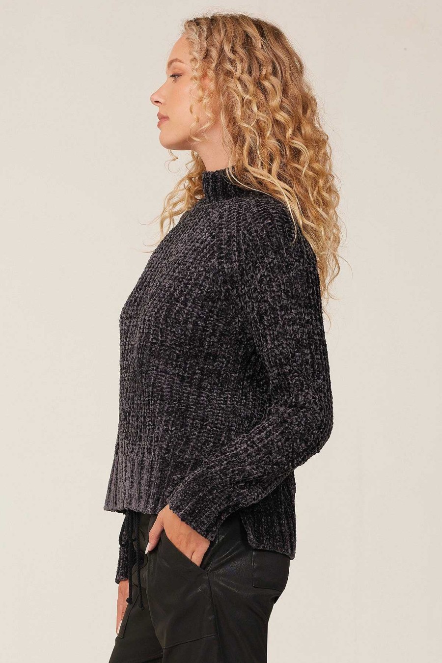 Bella Dahl Chenille Turtle Neck Sweater - Shadow Night Sweaters & Jackets