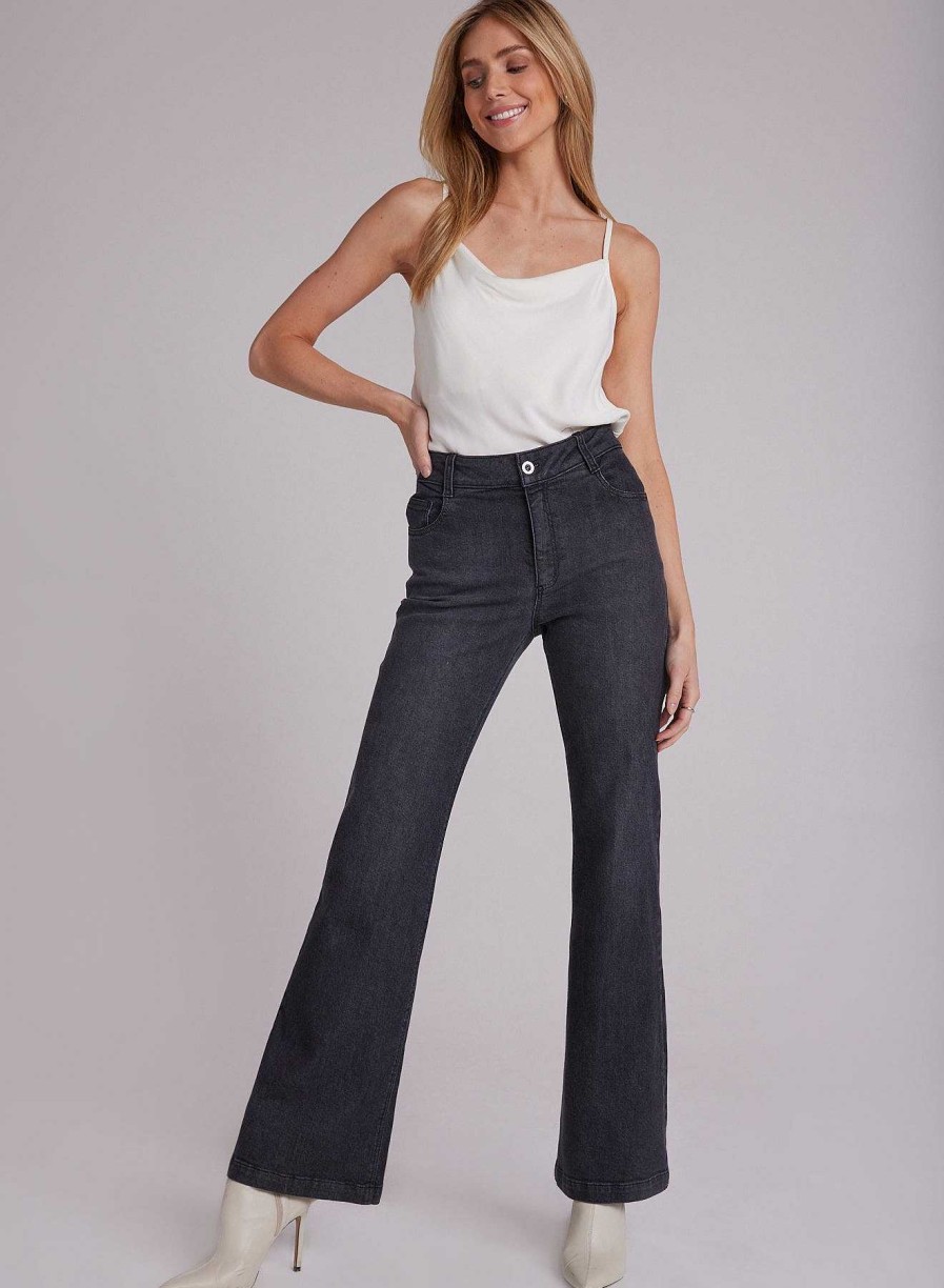 Bella Dahl Milla Vintage Flare Jean - Silver Steel Wash Pants