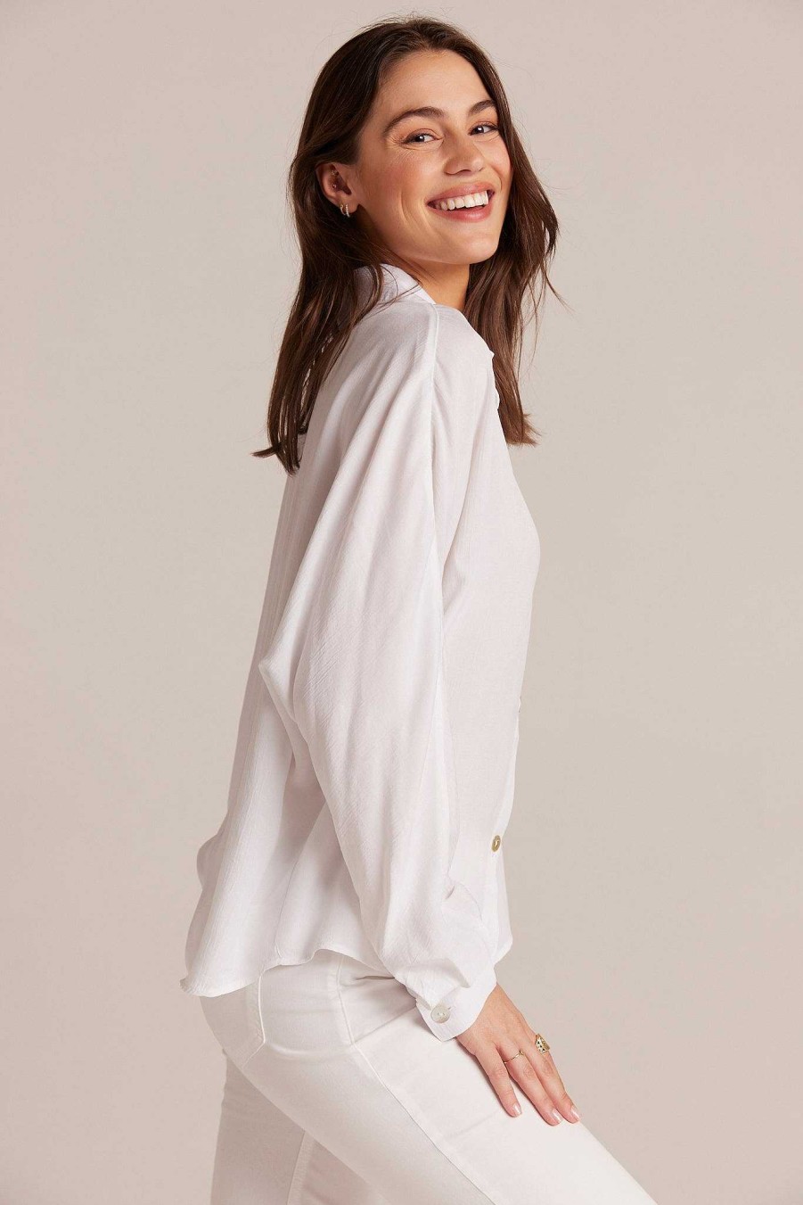 Bella Dahl Dolman Sleeve Button Down - White Long Sleeve