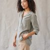 Bella Dahl Shirt Tail Button Down - Soft Army Long Sleeve