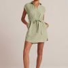 Bella Dahl Belted Linen Shirt Dress - Pale Palm Mini Dresses