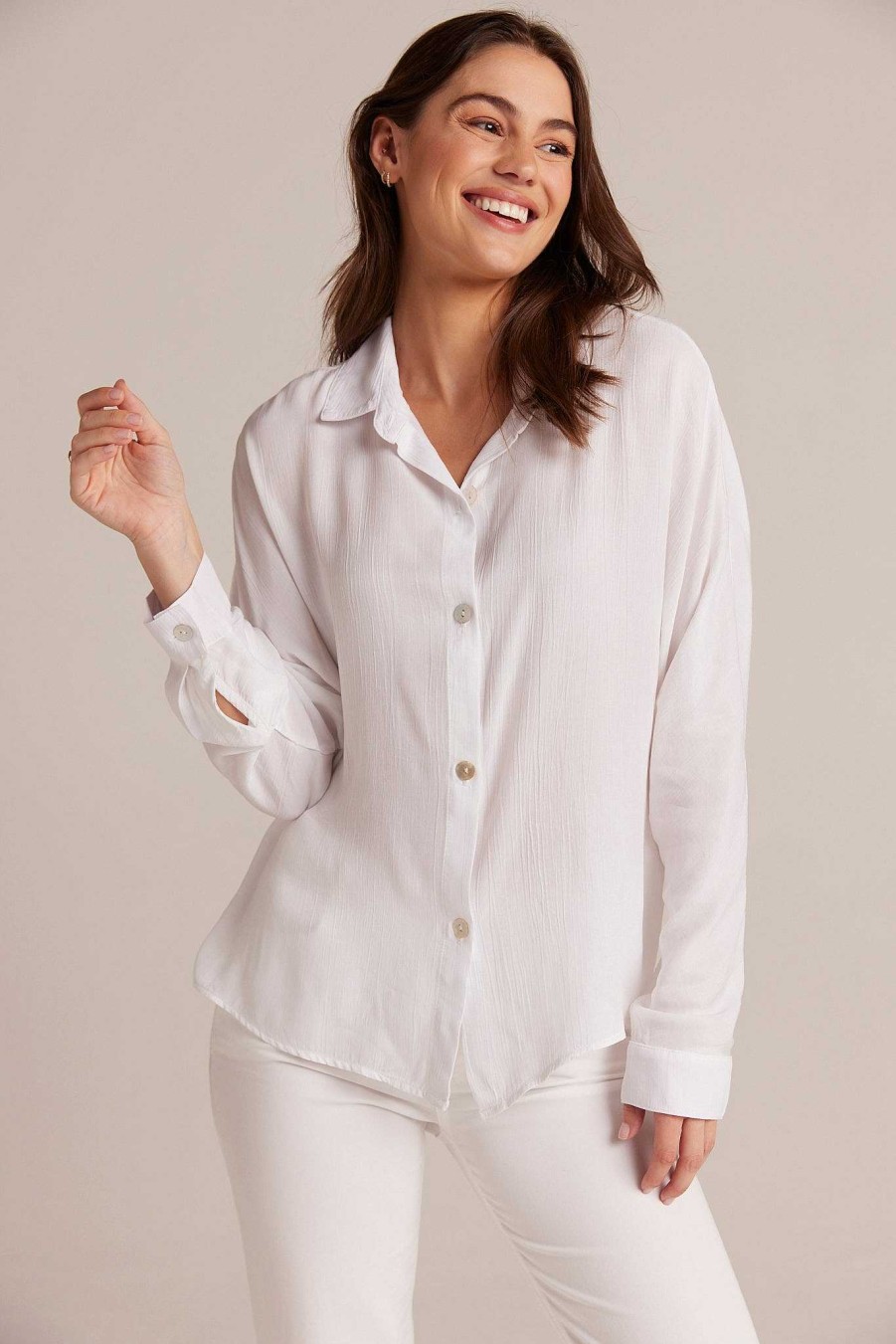 Bella Dahl Dolman Sleeve Button Down - White Long Sleeve