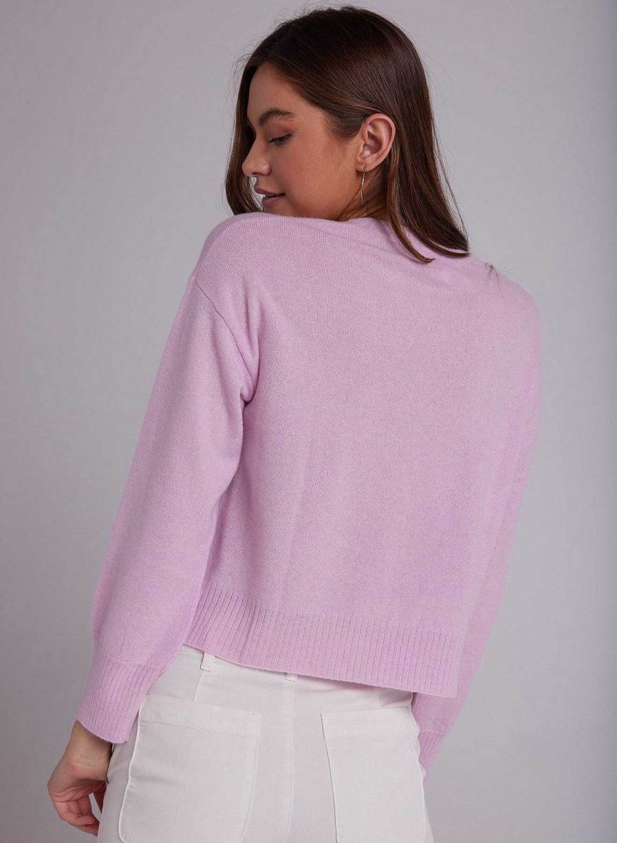 Bella Dahl Cashmere Crew Neck Rib Pullover - Frosted Rose Sweaters & Jackets