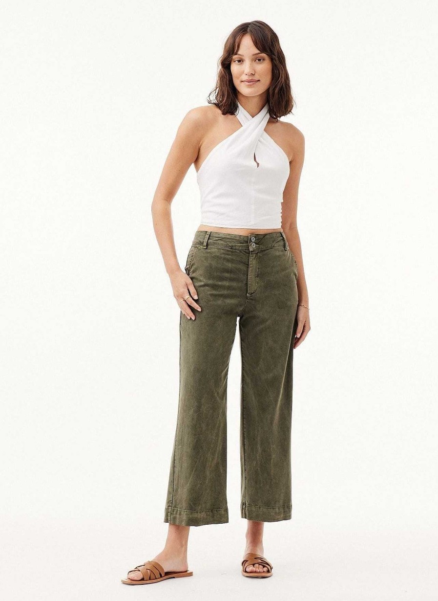 Bella Dahl Saige Wide Leg Crop - Washed Army Pants