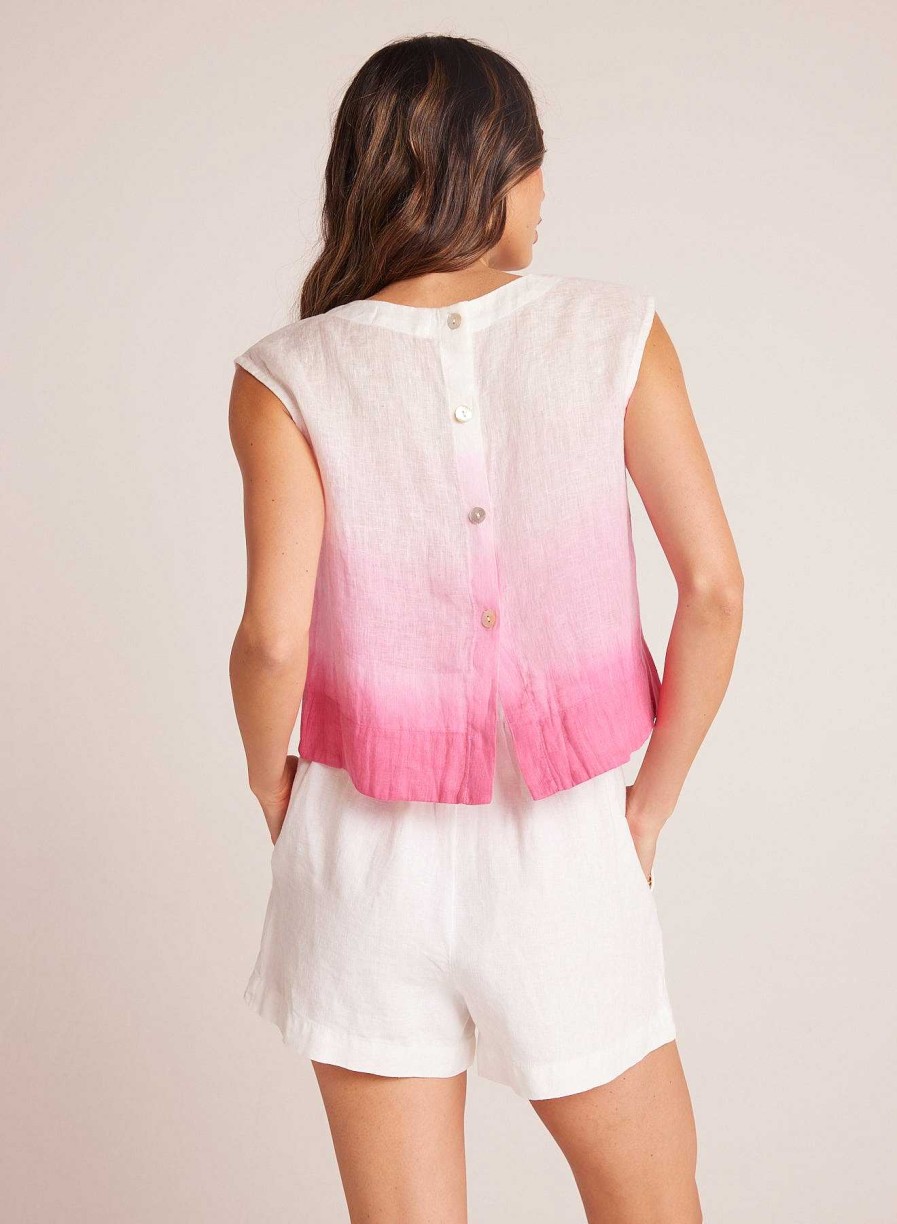 Bella Dahl Boxy Button Back Top - Pink Ombre Dye Sleeveless