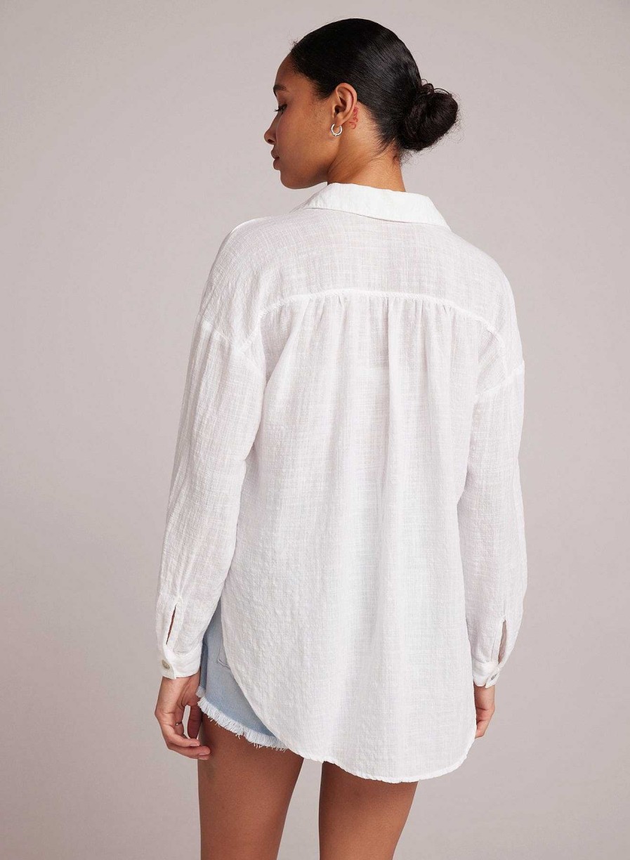 Bella Dahl Flowy Shirt - White Long Sleeve