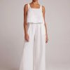 Bella Dahl High Waisted Linen Pleated Pant- White Pants