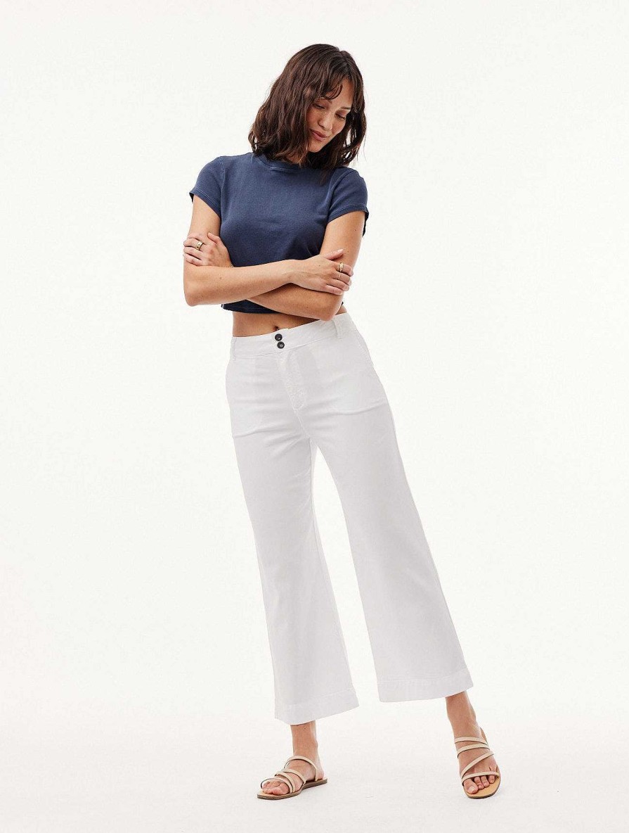 Bella Dahl Saige Wide Leg Crop - White Pants