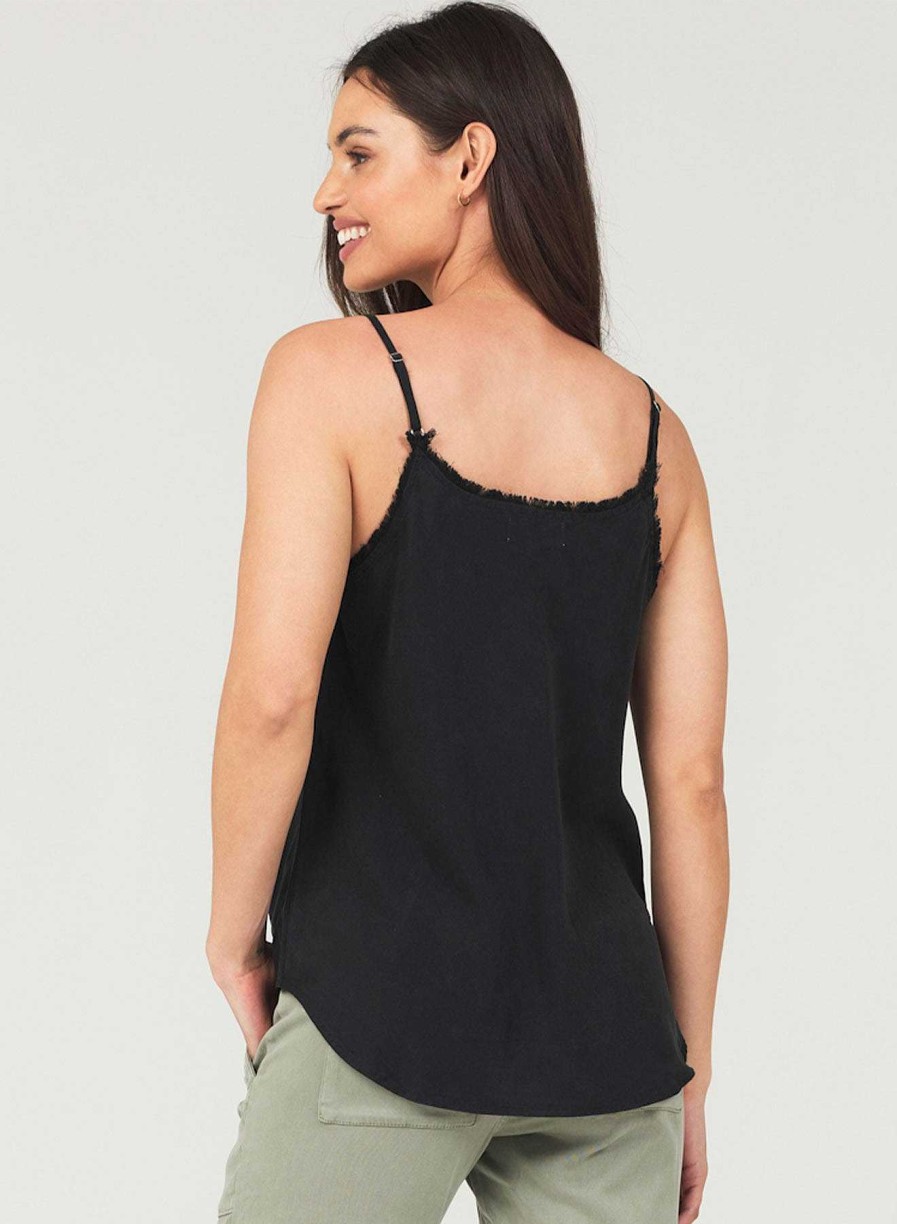 Bella Dahl Frayed Tencel Cami - Vintage Black Sleeveless