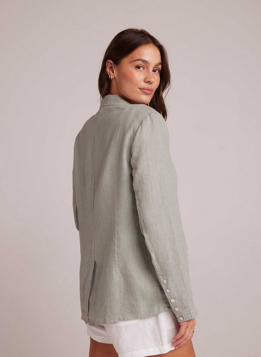 Bella Dahl Easy Linen Longline Blazer - Oasis Green Sweaters & Jackets