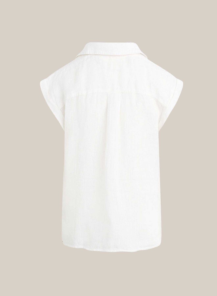 Bella Dahl Linen Short Sleeve Pullover - White Short Sleeve