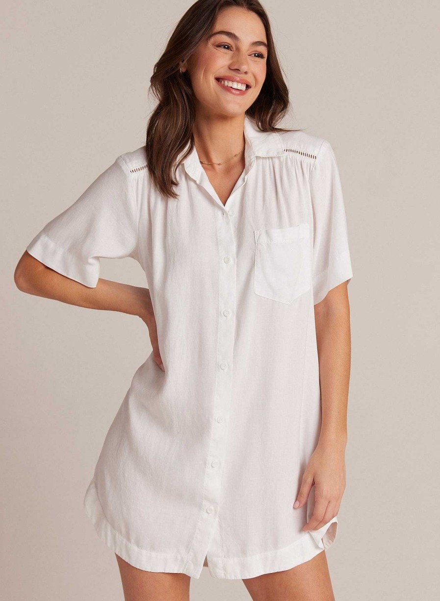 Bella Dahl Ladder Trim Shirt Dress - White Mini Dresses