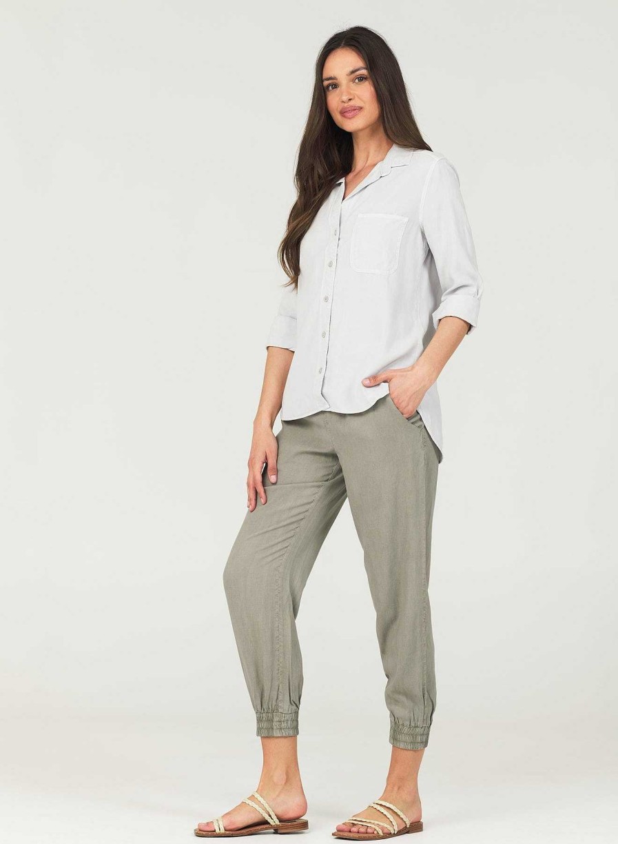 Bella Dahl Shirt Tail Button Down - Foggy Sky Long Sleeve