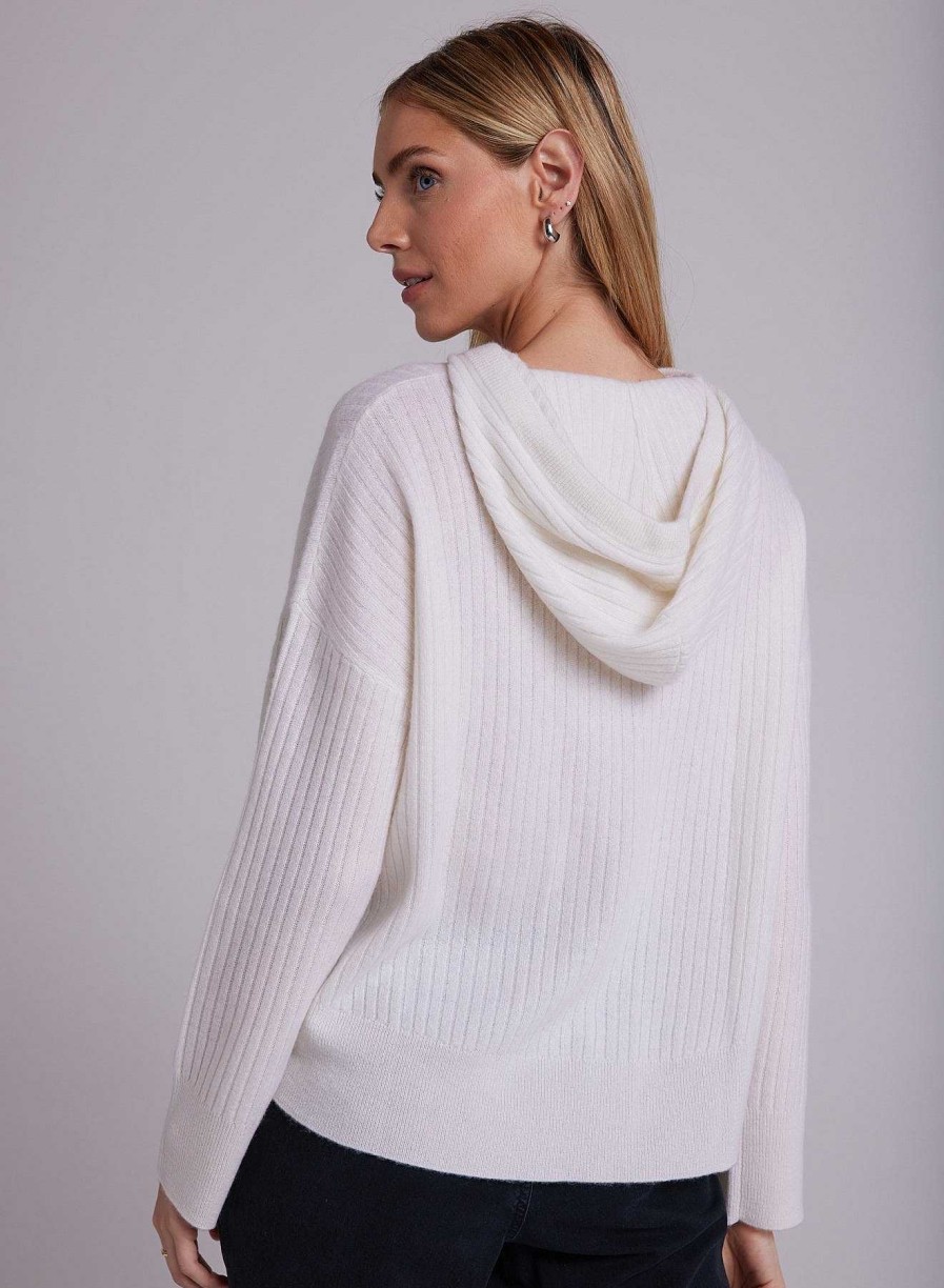 Bella Dahl Cashmere Sweater Hoodie - Winter White Sweaters & Jackets