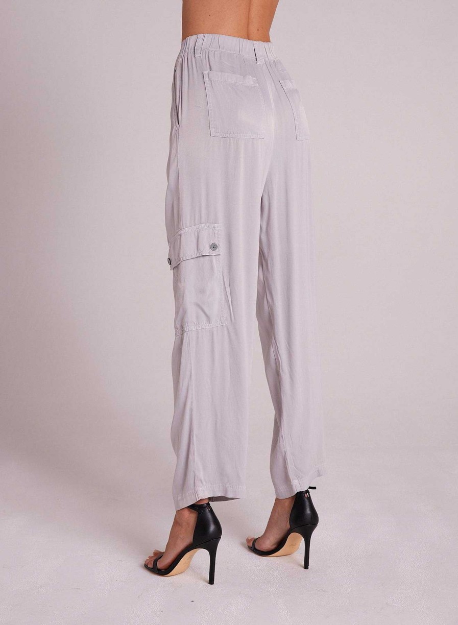 Bella Dahl Satin Cargo Trousers - Silver Streak Pants